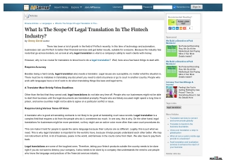 What Is The Scope Of Legal Translation In The Fintech Industry