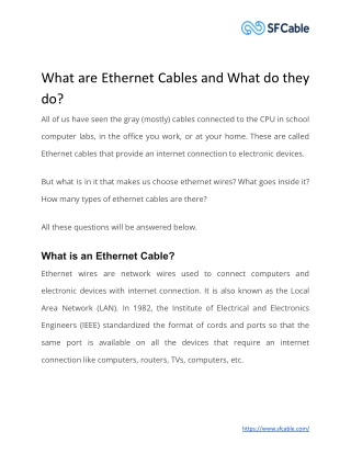 What are Ethernet Cables and What do they do_