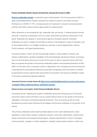 Primary Antibodies Market Industry Growth Rate, Demand & Forecast to 2028