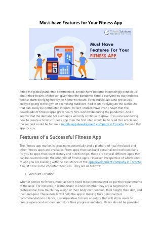 Must-have Features for Your Fitness App