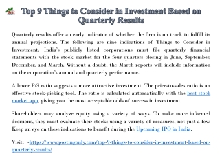 Top 9 Things to Consider in Investment Based on Quarterly Results