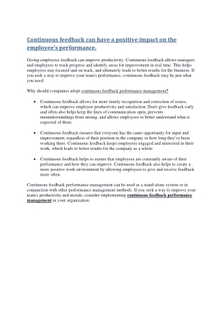 continuous feedback performance management