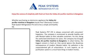 Enjoy the science of simplicity with fresh air from the Voltas Air purifier machine in Bangalore