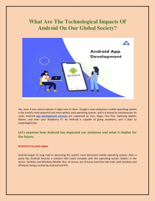 What Are The Technological Impacts Of Android On Our Global Society