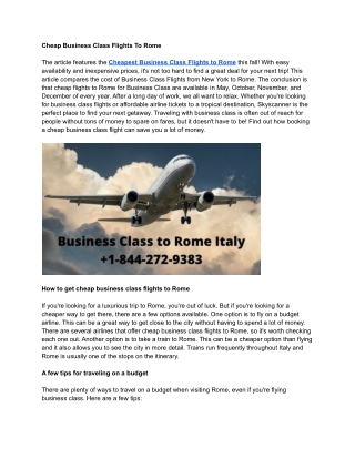 Cheap Business Class Flights To Rome