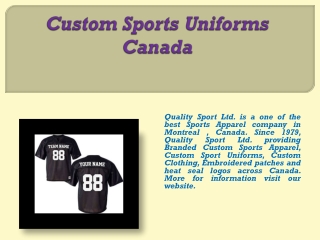 Custom Sports Uniforms Canada