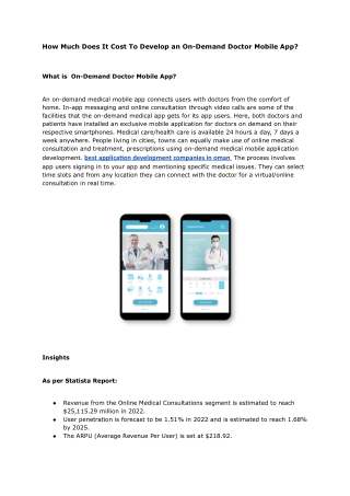 How Much Does It Cost To Develop an On-Demand Doctor Mobile App - Google Docs