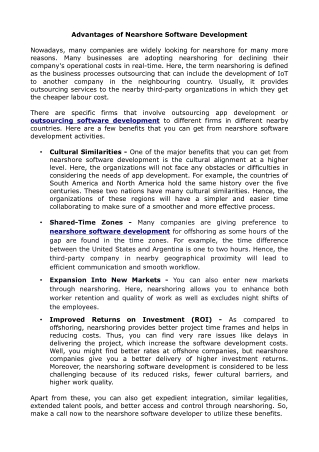 Advantages of Nearshore Software Development
