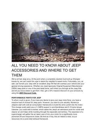 ALL YOU NEED TO KNOW ABOUT JEEP ACCESSORIES AND WHERE TO GET THEM