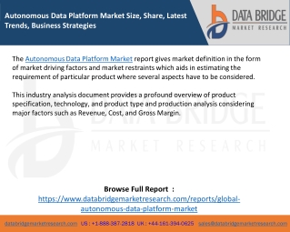 Autonomous Data Platform Market Size, Share, Latest Trends, Business Strategies