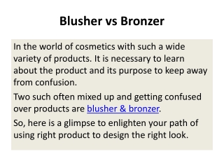 VLCC Institute Blusher vs Bronzer