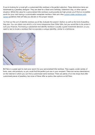 10 Compelling Reasons Why You Need name necklace