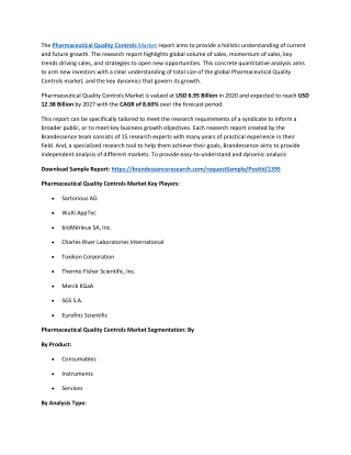 Pharmaceutical Quality Controls Market