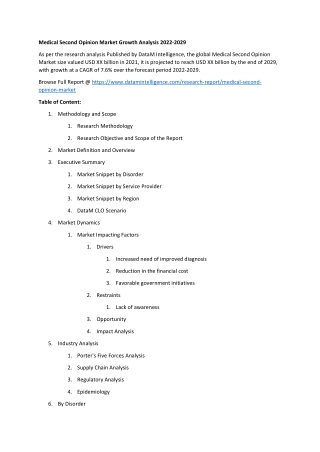 Medical Second Opinion Market Size Analysis 2022