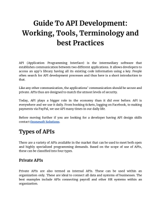 Guide To API Development