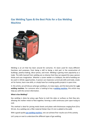 Gas Welding Types & the Best Picks for a Gas Welding Machine