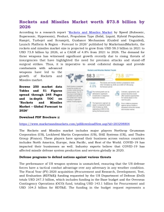 Rockets and Missiles Market worth $73.8 billion by 2026