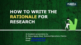 How to write the rationale for research – Pubrica