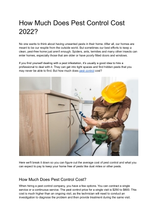 How Much Does Pest Control Cost 2022?