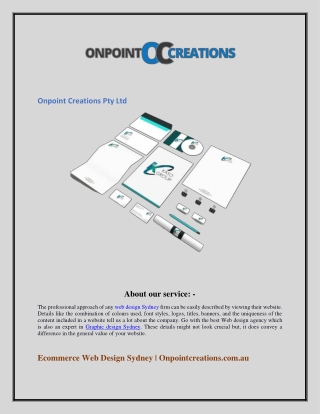 Ecommerce Web Design Sydney  Onpointcreations.com