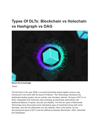Types Of DLTs: Blockchain vs Holochain vs Hashgraph vs DAG