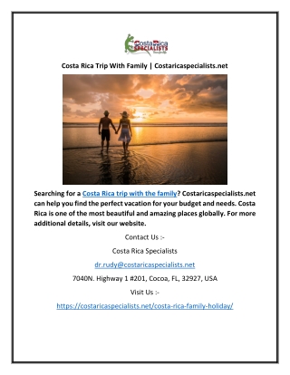 Costa Rica Trip With Family | Costaricaspecialists.net