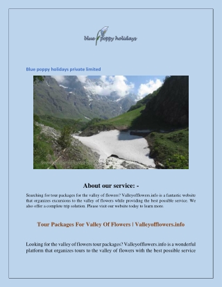 Tour Packages For Valley Of Flowers  Valleyofflowers.info
