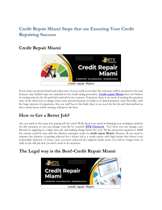 Credit Repair Miami Steps that are Ensuring Your Credit Repairing Success