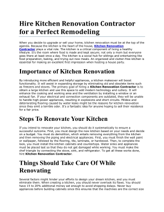 Don't Have Time for Renovation - Hire Kitchen Renovation Contractors