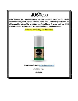 cbd creme apotheke  Justcbdstore.de