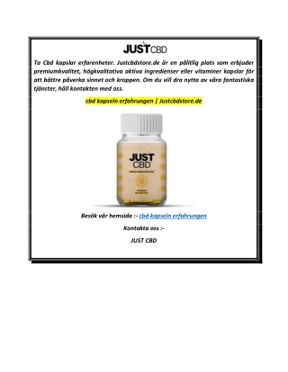 cbd kapseln erfahrungen  Justcbdstore.de