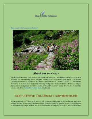 Valley Of Flowers Trek Distance  Valleyofflowers.info