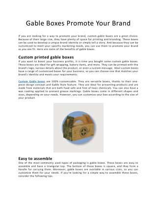 Gable Boxes Promote Your Brand