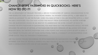 An appropriate guide to Change EFTPS Password In QuickBooks