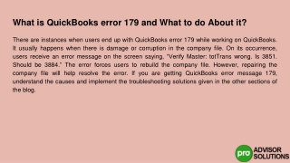 Don't you know what QuickBooks error 179 is and what to do about it?
