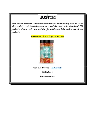 Cbd Oil Cats  Justcbdpetstore.com