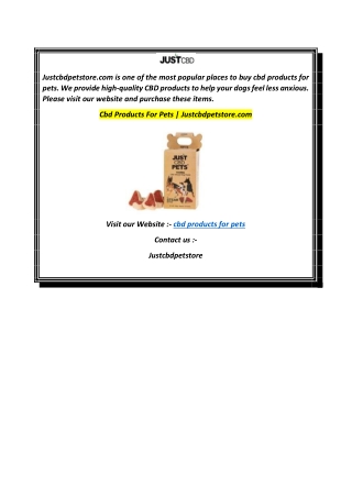 Cbd Products For Pets  Justcbdpetstore.com