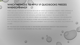 Here’s How you can fix  QuickBooks Freezes When Opening issue