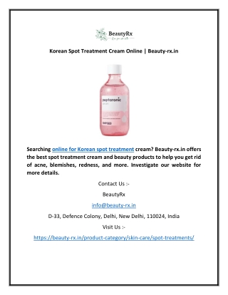 Korean Spot Treatment Cream Online | Beauty-rx.in