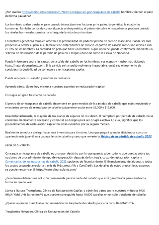 Obtener información gratuita los Doctores de la PéRdida de Pelo 2021