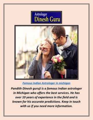 Get the famous Indian astrologer in Michigan