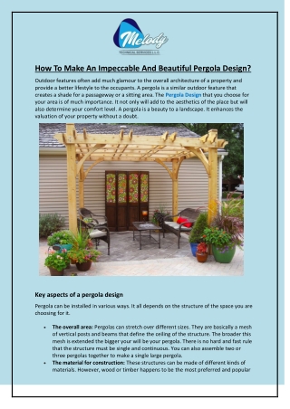 How To Make An Impeccable And Beautiful Pergola Design?