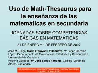 Uso de Math-Thesaurus para la enseñanza de las matemáticas en secundaria