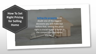 How To Set Right Pricing for Selling Home