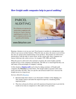 How freight audit companies help in parcel auditing