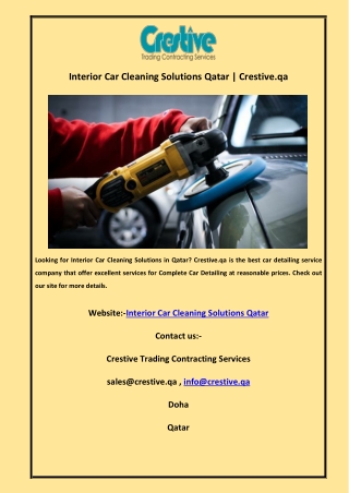 Interior Car Cleaning Solutions Qatar | Crestive.qa