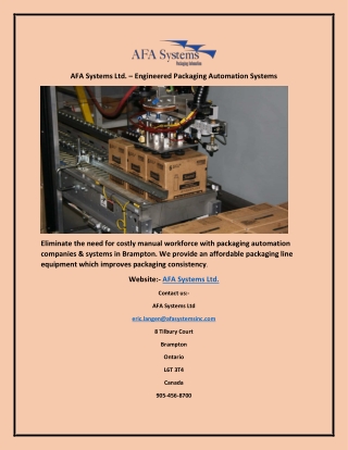 AFA Systems Ltd. – Engineered Packaging Automation Systems