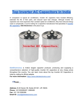 Top Inverter AC Capacitors in India