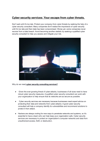 Cyber security services_ Your escape from cyber threats