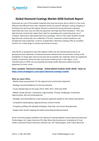 2021 Diamond Coatings Industry Global Analysis Report